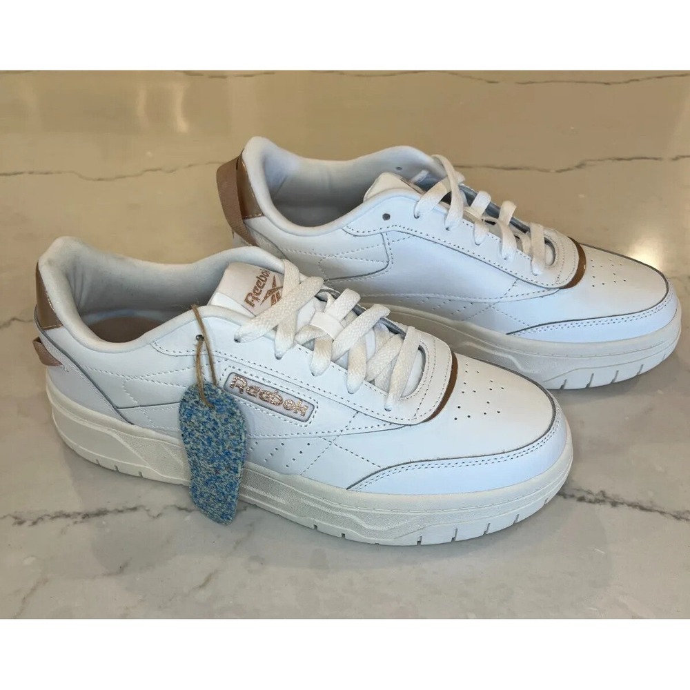 NEW Reebok Chalk White‎ Rose Gold Women Sneakers Size 8.5